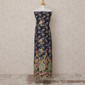 Navy Blue Printed Blended Cotton Fabric with Multicolor Floral & Ornamental Border, 130 Cms Width, 3.0 Mtrs Length, Made in India-D24133 Regal Fabrics
