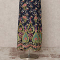 Navy Blue Printed Blended Cotton Fabric with Multicolor Floral & Ornamental Border, 130 Cms Width, 3.0 Mtrs Length, Made in India-D24133 Regal Fabrics