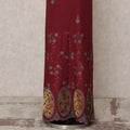 Maroon Embroidered Blended Cotton Fabric with Blue & Mustard Floral Border, 130 Cms Width, 3.0 Mtrs Length, Made in India-D24143 Regal Fabrics