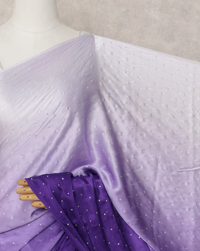 ساري حرير ساتان فاخر بألوان أرجوانية داكنة مع تطريز حجري، بطول 5.5 متر، وعرض 110 سم، صنع في كوريا الجنوبية - D24291