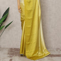 Ivory to Mustard Yellow Ombre Premium Silk Satin Saree with Stone Work, 5.5 Mtrs Length, 110 Cms Width, Made in South Korea-D24293
