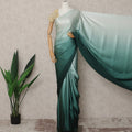 Mint to Bottle Green Ombre Premium Silk Satin Saree with Stone Work, 5.5 Mtrs Length, 110 Cms Width, Made in South Korea-D24294