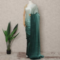Mint to Bottle Green Ombre Premium Silk Satin Saree with Stone Work, 5.5 Mtrs Length, 110 Cms Width, Made in South Korea-D24294