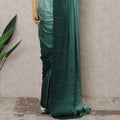 Mint to Bottle Green Ombre Premium Silk Satin Saree with Stone Work, 5.5 Mtrs Length, 110 Cms Width, Made in South Korea-D24294