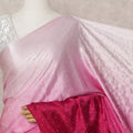 Blush to Wine Pink Ombre Premium Silk Satin Saree with Stone Work, 5.5 Mtrs Length, 110 Cms Width, Made in South Korea-D24295