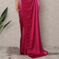 Blush to Wine Pink Ombre Premium Silk Satin Saree with Stone Work, 5.5 Mtrs Length, 110 Cms Width, Made in South Korea-D24295