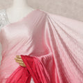 Blush to Scarlet Red Ombre Premium Silk Satin Saree with Stone Work, 5.5 Mtrs Length, 110 Cms Width, Made in South Korea-D24296