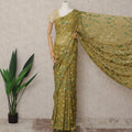 Olive Green Premium French Chiffon Saree with Metallic Lurex Abstract Work, 5.5 Mtrs Length, 110 Cms Width, Made in France-D24305