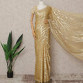 Golden Beige Premium French Chiffon Saree with Metallic Lurex Zebra Pattern, 5.5 Mtrs Length, 110 Cms Width, Made in France-D24306