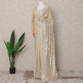 Ivory Premium French Chiffon Saree with Metallic Lurex Zebra Pattern, 5.5 Mtrs Length, 110 Cms Width, Made in France-D24308