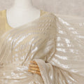 Ivory Premium French Chiffon Saree with Metallic Lurex Zebra Pattern, 5.5 Mtrs Length, 110 Cms Width, Made in France-D24308