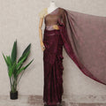 Wine Maroon Premium Silk Chiffon Saree with Subtle Floral Pattern, 5.5 Mtrs Length, 110 Cms Width, Made in South Korea-D24311