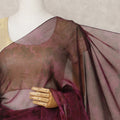 Wine Maroon Premium Silk Chiffon Saree with Subtle Floral Pattern, 5.5 Mtrs Length, 110 Cms Width, Made in South Korea-D24311