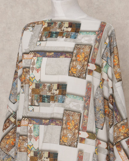 قماش قطني صومالي ديراك مطبوع عليه ترقيع متعدد الألوان باللون الأبيض، بطول 3.5 متر، وعرض 150 سم، صنع في الهند - D24590