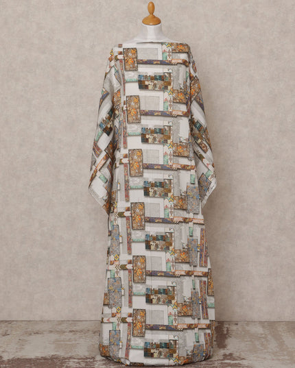 قماش قطني صومالي ديراك أبيض متعدد الألوان بنقشة هندسية، 3.5 متر، عرض 150 سم، صنع في الهند - D24591