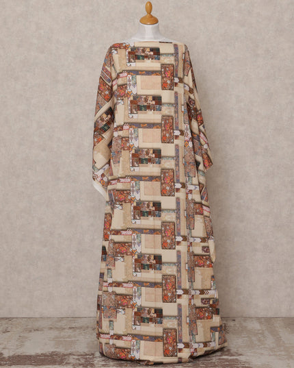 قماش ديراك صومالي قطني فوال، متعدد الألوان، بيج، بنقشة هندسية، 3.5 متر، عرض 150 سم، صنع في الهند - D24592