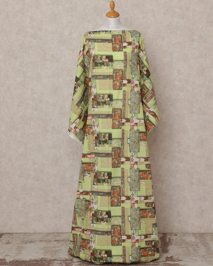 قماش ديراك صومالي قطني فوال، متعدد الألوان، بنقشة هندسية، أخضر فاتح، 3.5 متر، عرض 150 سم، صنع في الهند - D24595