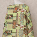 قماش ديراك صومالي قطني فوال، متعدد الألوان، بنقشة هندسية، أخضر فاتح، 3.5 متر، عرض 150 سم، صنع في الهند - D24595