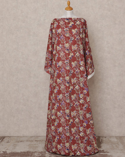 قماش ديراك صومالي قطني متعدد الألوان مزين بنقشة زهور بلون أحمر غامق، 3.5 متر، عرض 150 سم، صنع في الهند - D24597