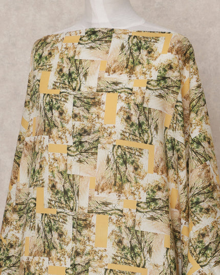 قماش ديراك صومالي من القطن الفوال بطبعة تجريدية باللونين الأصفر والأخضر، 3.5 متر، عرض 150 سم، صنع في الهند - D24606