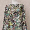 Black Green Multi-Color Paisley Somali Dirac Cotton Voile Fabric, 3.5 Mtrs, Width 150 Cms, Made in India-D24609