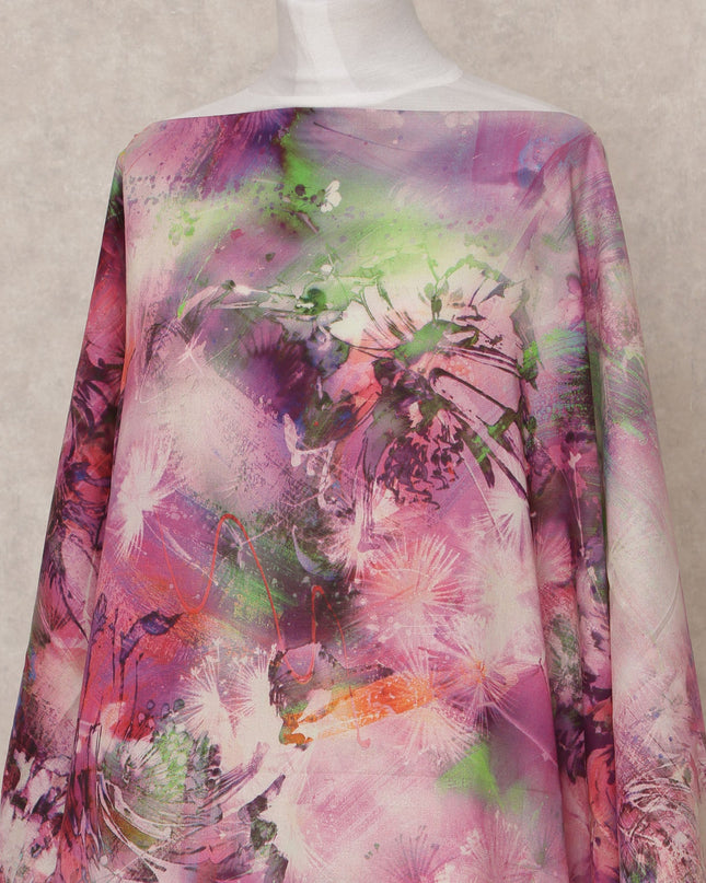 Purple Pink Multicolor Abstract Somali Dirac Cotton Voile Fabric, 3.5 Mtrs, Width 150 Cms, Made in India-D24614 Regal Fabrics