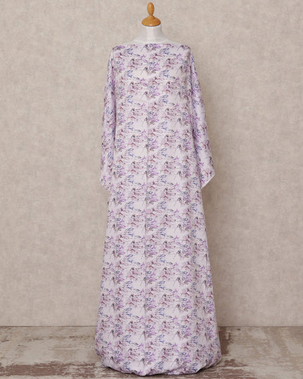 قماش ديراك قطني صومالي مزخرف بنقشة زهور اللافندر، 3.5 متر، عرض 150 سم، صنع في الهند - D24616