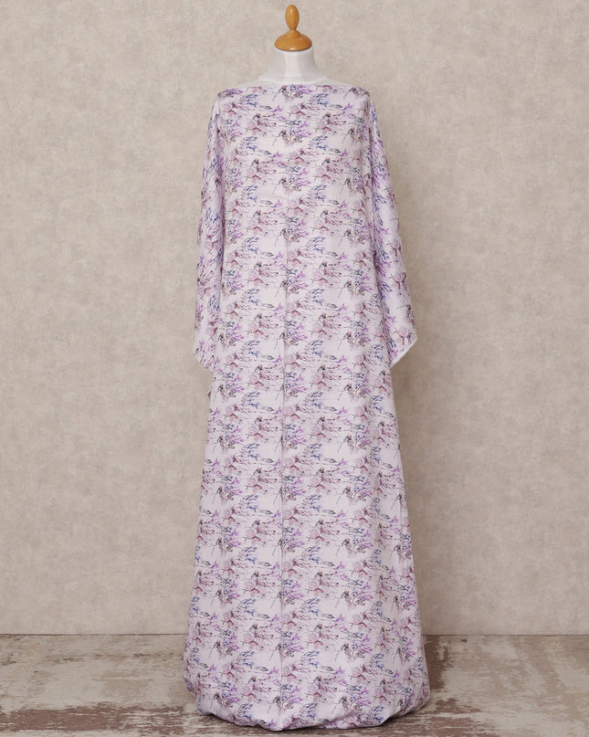 قماش ديراك قطني صومالي مزخرف بنقشة زهور اللافندر، 3.5 متر، عرض 150 سم، صنع في الهند - D24616