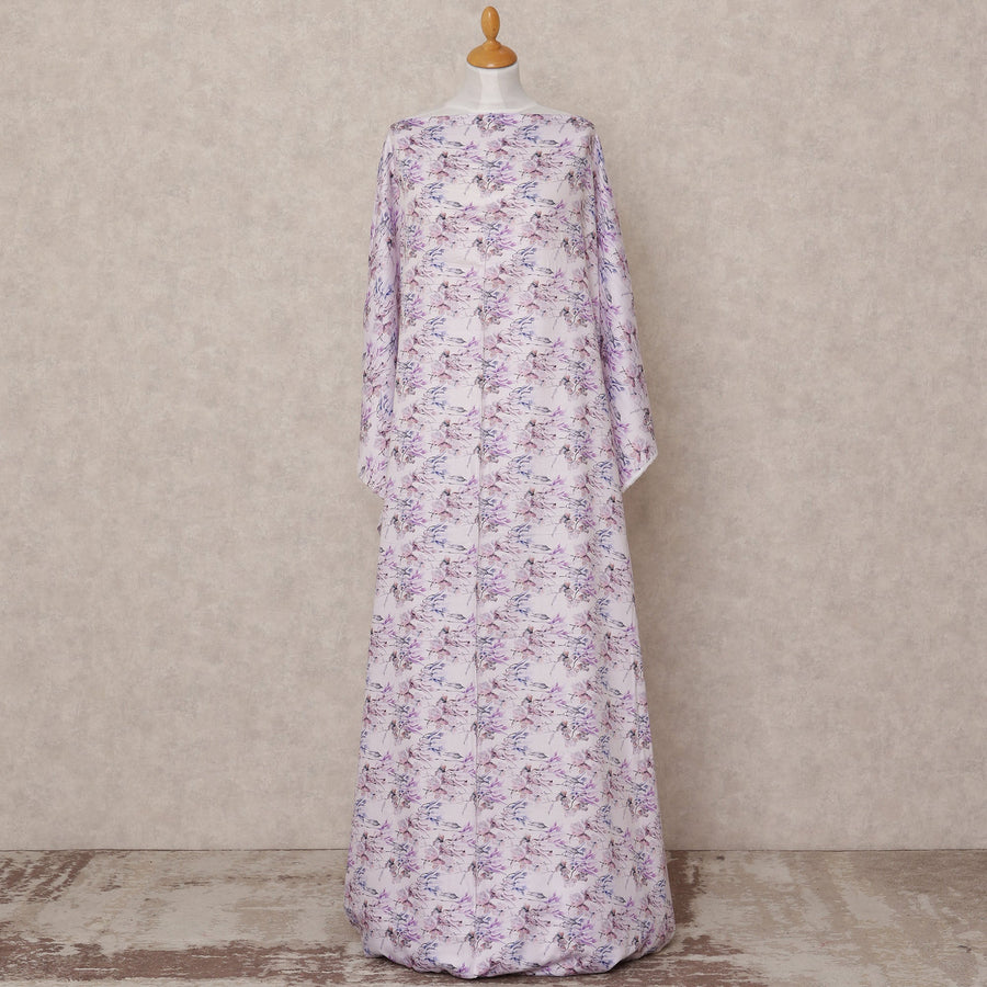 قماش ديراك قطني صومالي مزخرف بنقشة زهور اللافندر، 3.5 متر، عرض 150 سم، صنع في الهند - D24616