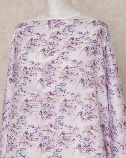 قماش ديراك قطني صومالي مزخرف بنقشة زهور اللافندر، 3.5 متر، عرض 150 سم، صنع في الهند - D24616