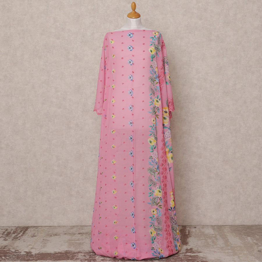 قماش ديراك صومالي من القطن الفوال بحواف زهرية وردية، 3.5 متر، عرض 140 سم، صنع في سويسرا - D24629