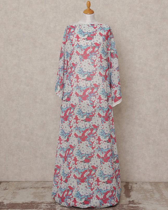 Pink White Floral Somali Dirac Cotton Voile Fabric, 3.5 Mtrs, Width 150 Cms, Made in Italy-D24630