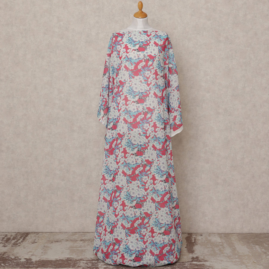 قماش ديراك قطني صومالي مزهر باللونين الوردي والأبيض، 3.5 متر، عرض 150 سم، صنع في إيطاليا - D24630