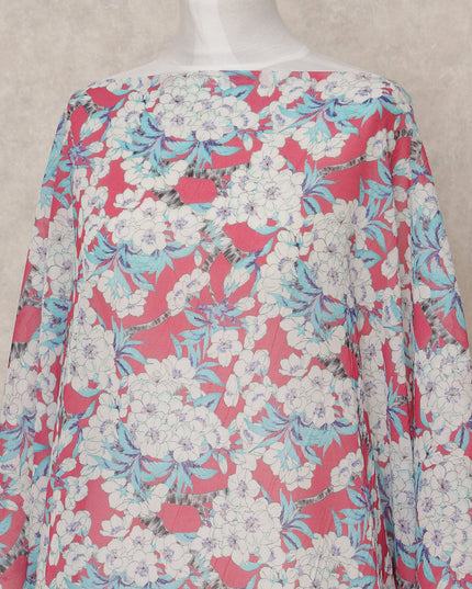 قماش ديراك قطني صومالي مزهر باللونين الوردي والأبيض، 3.5 متر، عرض 150 سم، صنع في إيطاليا - D24630