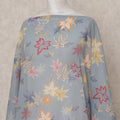 Blue Multicolor Leaf Print Somali Dirac Cotton Voile Fabric, 3.5 Mtrs, Width 150 Cms, Made in Italy-D24636