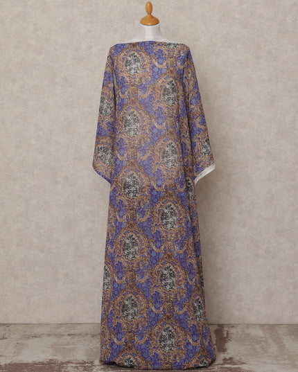 Royal Blue & Gold Traditional Somali Cotton Voile Dirac Fabric, 3.5 Mtrs, Width 150 Cms, Made in Italy-D24637 Regal Fabrics
