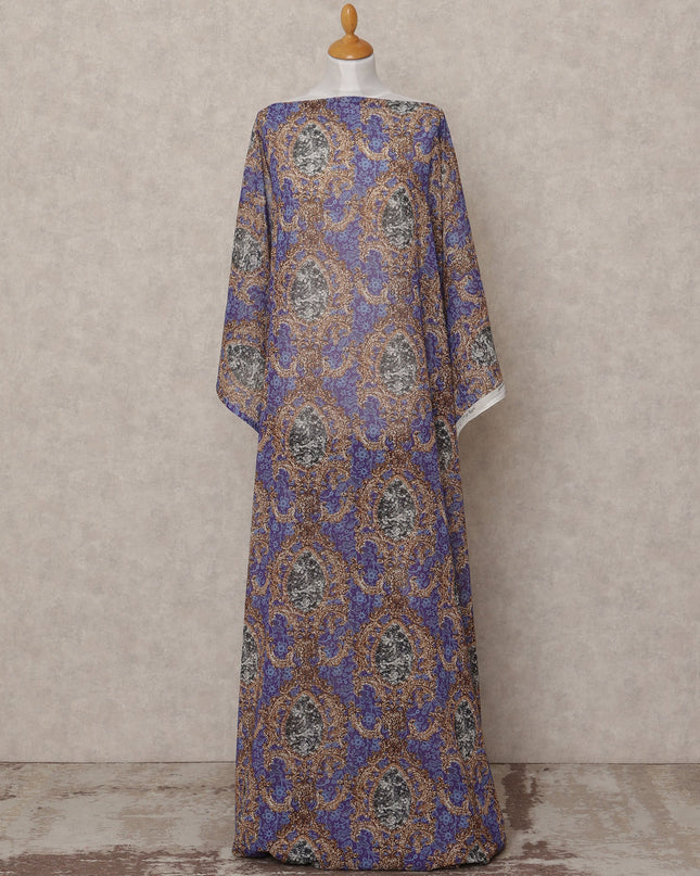 Royal Blue & Gold Traditional Somali Cotton Voile Dirac Fabric, 3.5 Mtrs, Width 150 Cms, Made in Italy-D24637 Regal Fabrics