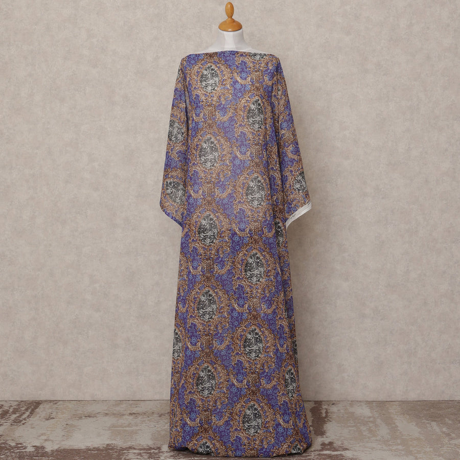 Royal Blue & Gold Traditional Somali Cotton Voile Dirac Fabric, 3.5 Mtrs, Width 150 Cms, Made in Italy-D24637 Regal Fabrics
