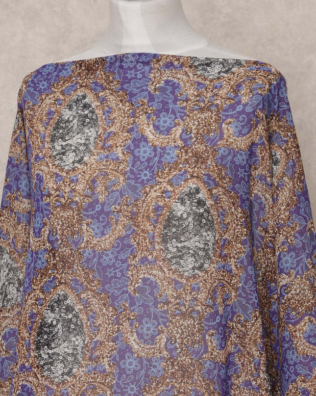 Royal Blue & Gold Traditional Somali Cotton Voile Dirac Fabric, 3.5 Mtrs, Width 150 Cms, Made in Italy-D24637 Regal Fabrics