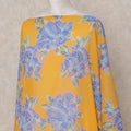 Mustard Yellow & Blue Floral Traditional Somali Cotton Voile Dirac Fabric, 3.5 Mtrs, Width 150 Cms, Made in Italy-D24639