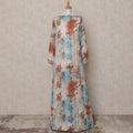 Rust & Sky Blue Abstract Traditional Somali Cotton Voile Dirac Fabric, 3.5 Mtrs, Width 150 Cms, Made in Italy-D24640 Regal Fabrics