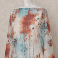 Rust & Sky Blue Abstract Traditional Somali Cotton Voile Dirac Fabric, 3.5 Mtrs, Width 150 Cms, Made in Italy-D24640 Regal Fabrics