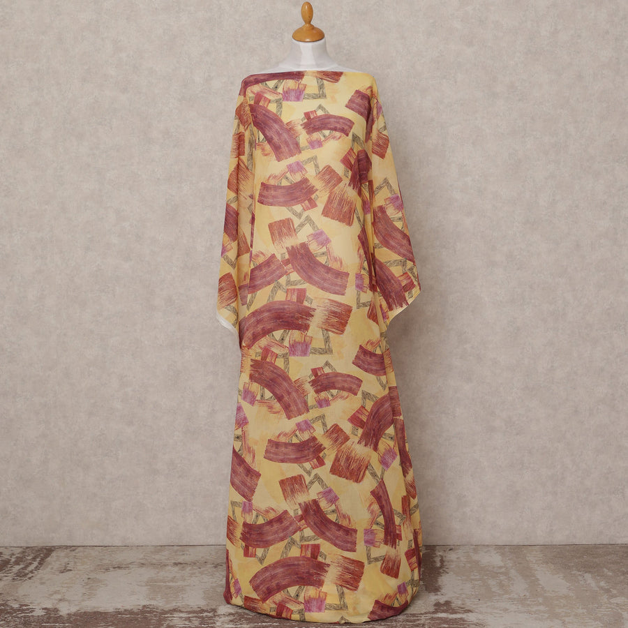 قماش ديراك تقليدي من القطن الصومالي، بخطوط تجريدية باللونين الأصفر والأحمر، بطول 3.5 متر، وعرض 150 سم، صنع في إيطاليا - D24642