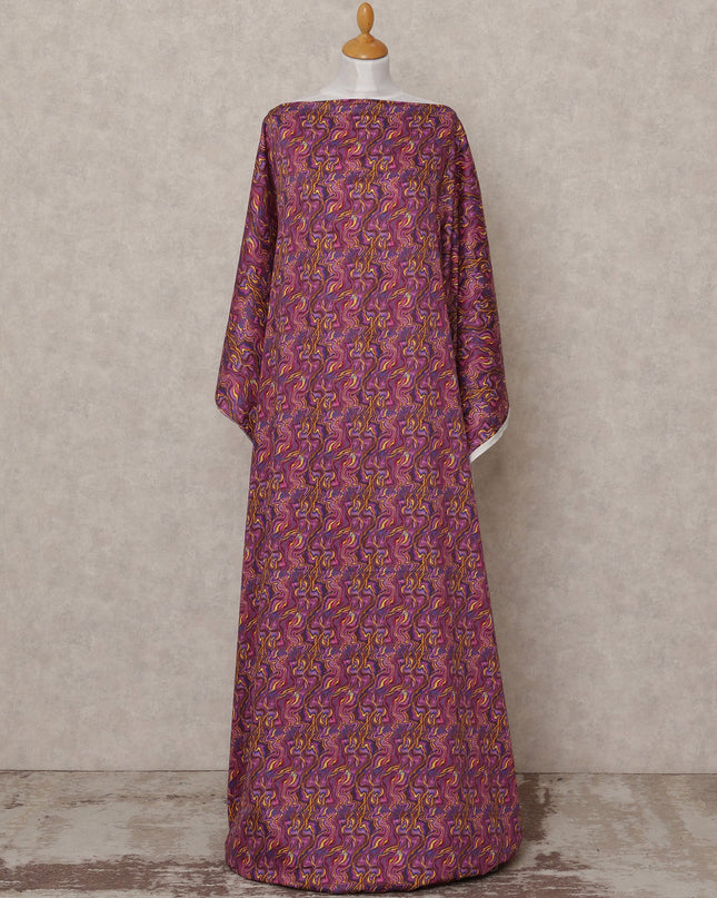 Magenta & Gold Swirl Pattern Traditional Somali Cotton Voile Dirac Fabric, 3.5 Mtrs, Width 150 Cms, Made in Italy-D24644