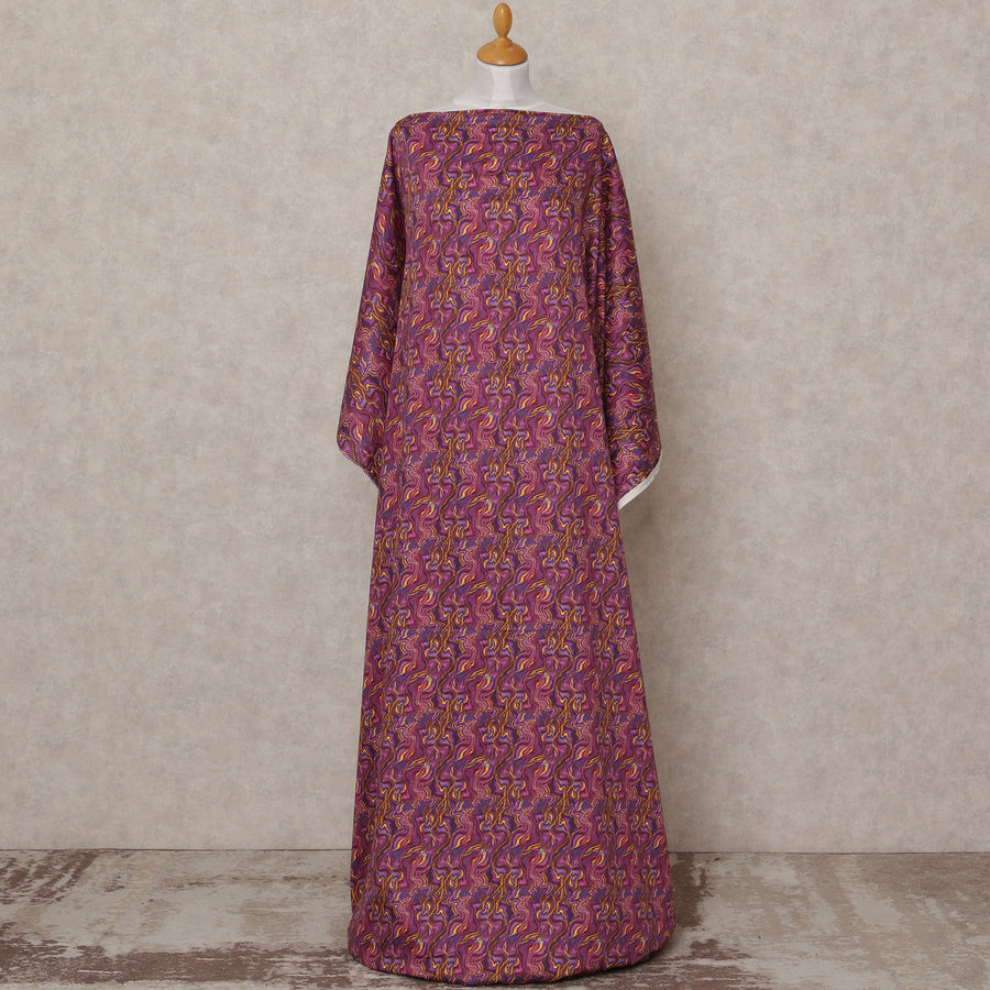 قماش ديراك تقليدي من القطن الصومالي بنمط دوامة أرجوانية وذهبية، 3.5 متر، عرض 150 سم، صنع في إيطاليا - D24644