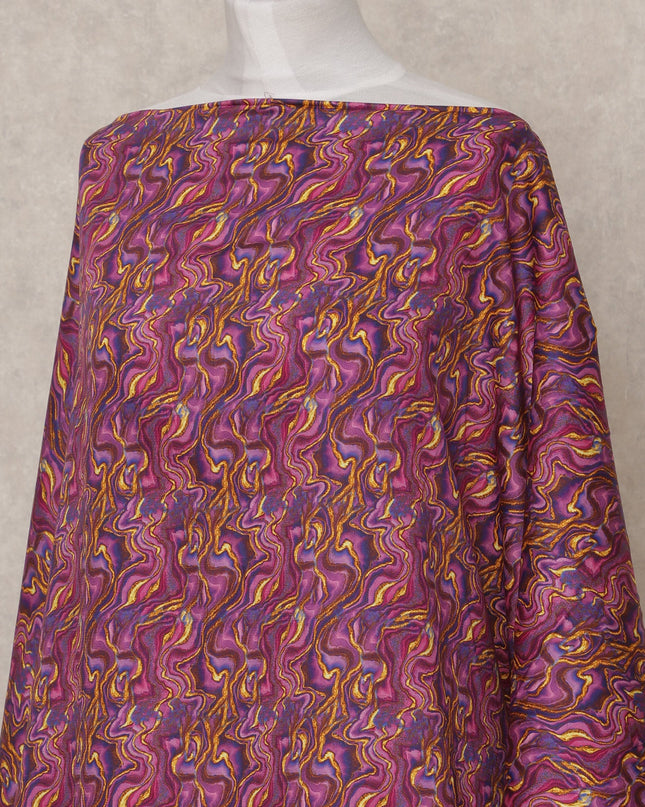 Magenta & Gold Swirl Pattern Traditional Somali Cotton Voile Dirac Fabric, 3.5 Mtrs, Width 150 Cms, Made in Italy-D24644
