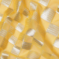 Golden Yellow Geometric Check Silk Chiffon Fabric with Metallic Lurex 110 Cms Width South Korea-D24985
