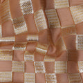 Copper Brown Geometric Check Silk Chiffon Fabric with Metallic Lurex 110 Cms Width South Korea-D24987