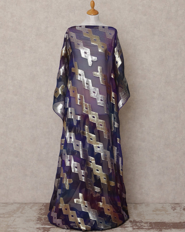 Purple Traditional Somali Silk Chiffon Dirac Fabric with Metallic Lurex, 3.5 Mtrs, Width 140 Cms, Made in South Korea-D25039 Regal Fabrics