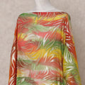 Red Green Yellow Traditional Somali Silk Chiffon Dirac Fabric with Metallic Lurex, 3.5 Mtrs, Width 140 Cms, Made in South Korea-D25046